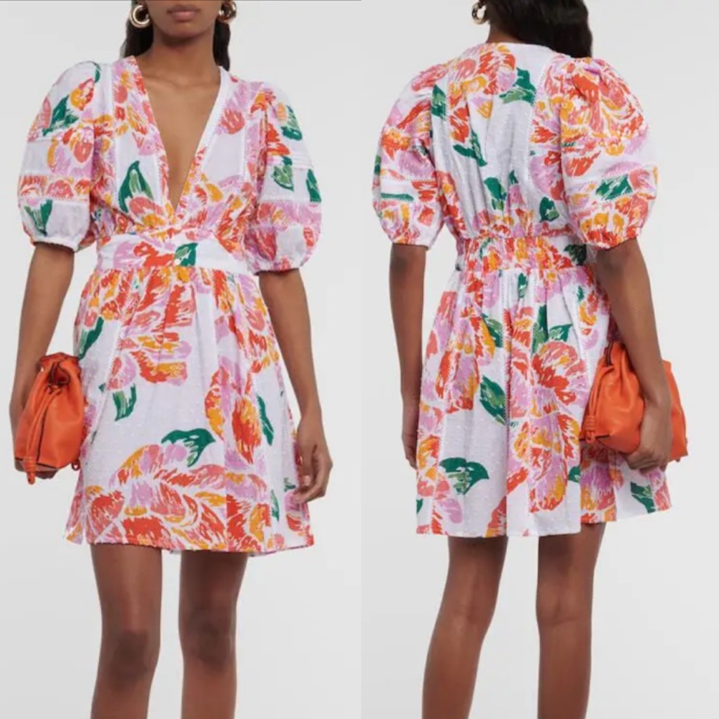 Nwot Poupette St. Barth Reina Printed Cotton Floral Mini Dress Size Small